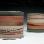 Small landscape forms. Mono-printed porcelain. 6cm h x 6cm d. Set of 2. Sold
