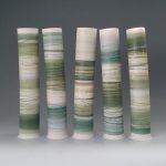 Tall Landscape Forms. Mono-printed porcelain. 35cm h x 8cm d (Approx). £148 each
